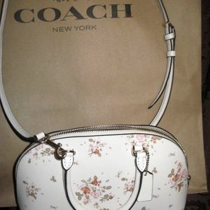White floral coach purse